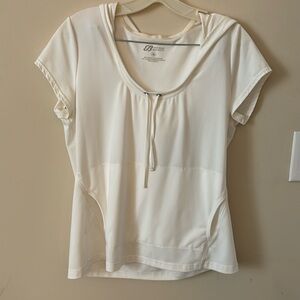 Eddie Bauer sport white short sleeve workout shirt size small women’s hooded